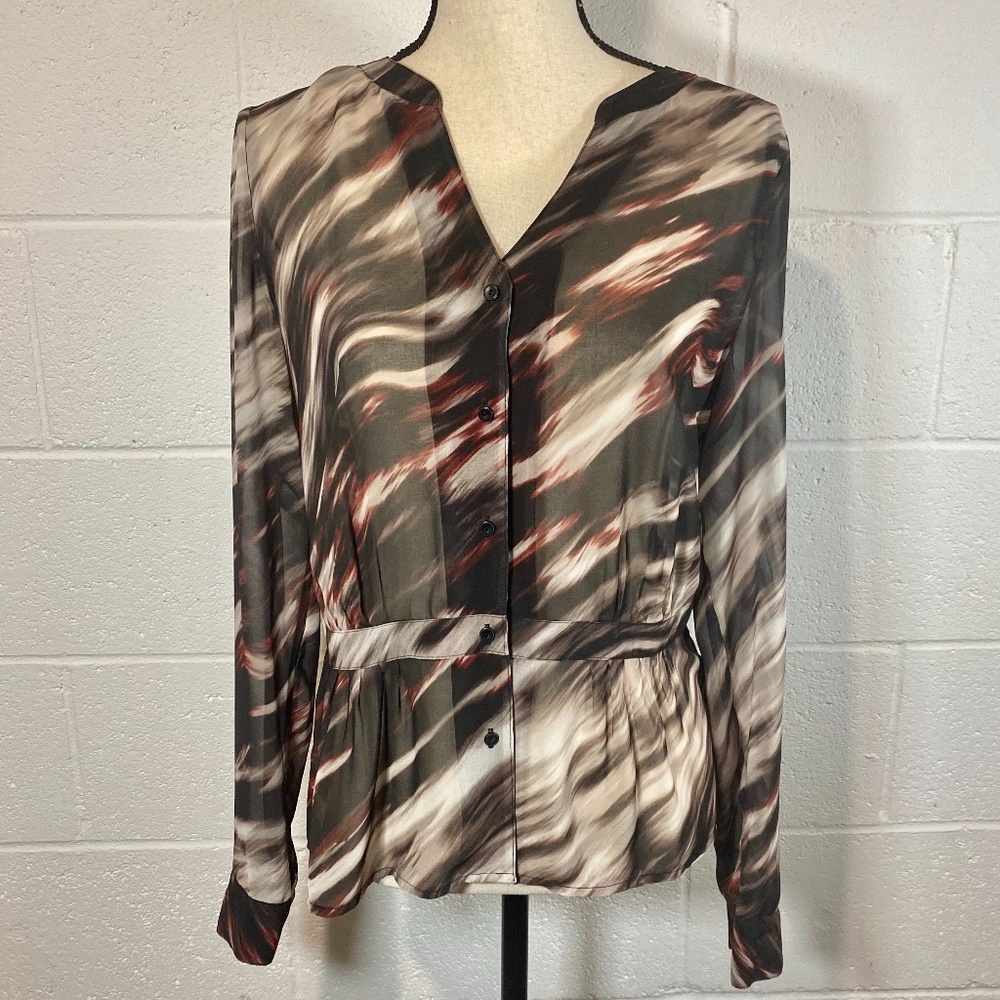 Hinge Long Sleeve Peplum Blouse